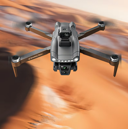 Aerudon AIR+ GPS Drone flying over a blurred landscape