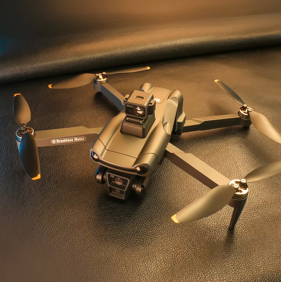 Aerudon AIR+ GPS Drone with propellers on a dark textured surface