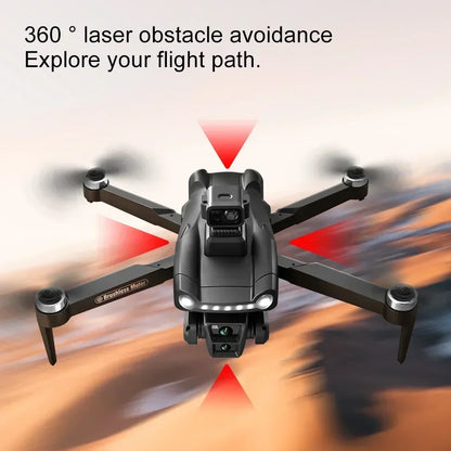 Aerudon AIR+ GPS Drone with 360-degree laser obstacle avoidance feature on a blurred background