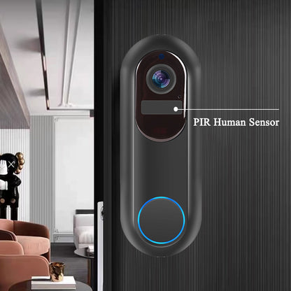 Smart Bytech 2K Wireless Doorbell with PIR human sensor on a wooden door