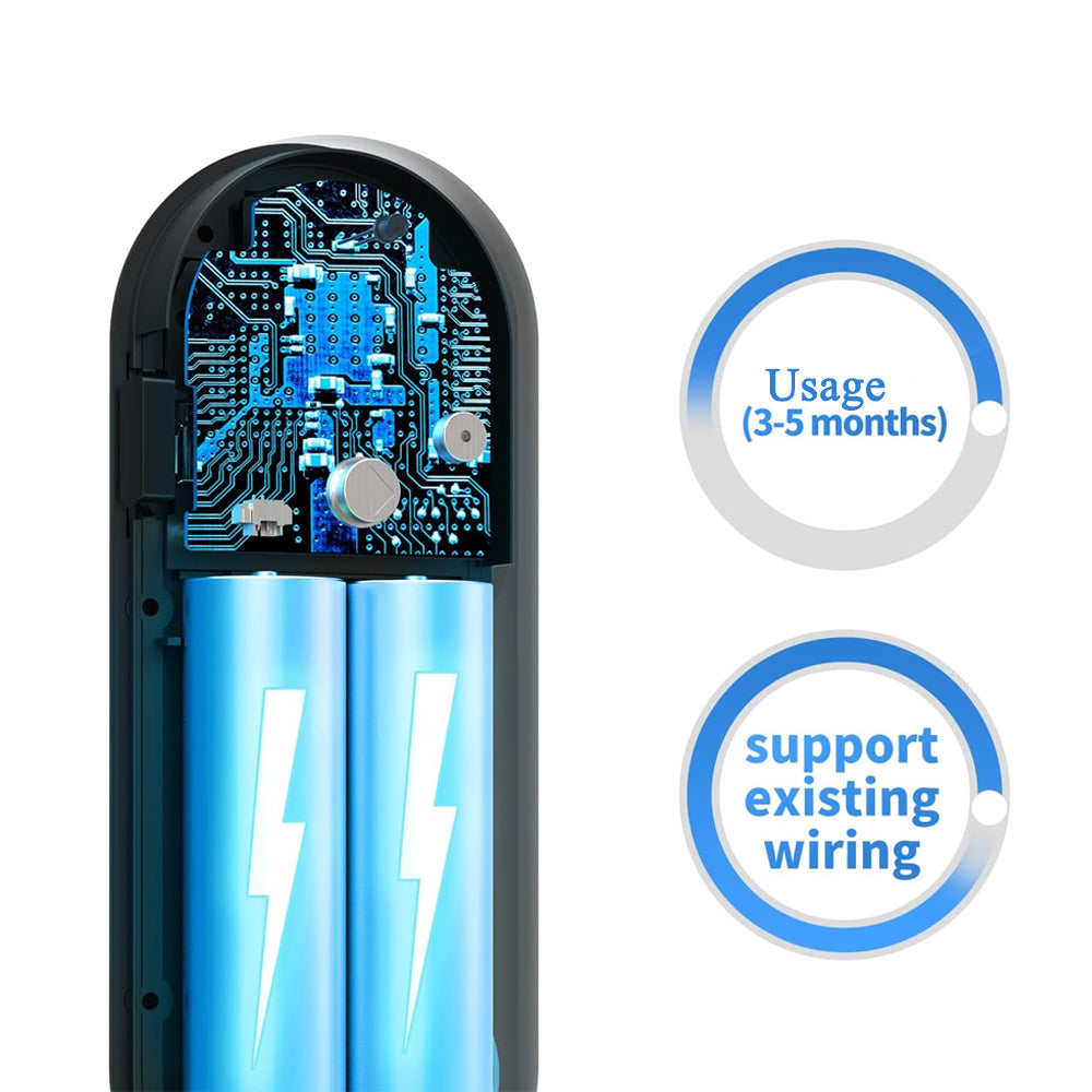 Electrical component with Bytech 2K Wireless Doorbellblue interior and visible wiring, featuring text about usage and compatibility.