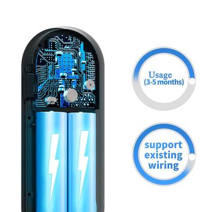 Electrical component with Bytech 2K Wireless Doorbellblue interior and visible wiring, featuring text about usage and compatibility.