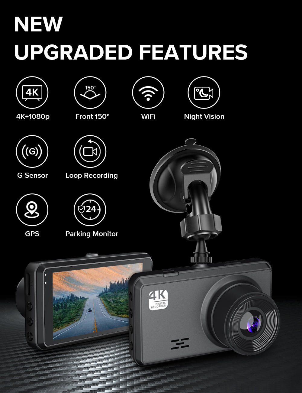 Bytech 4K Full HD Smart Dash Cam - app notifications portrait showing rich picture alerts visible at a glance