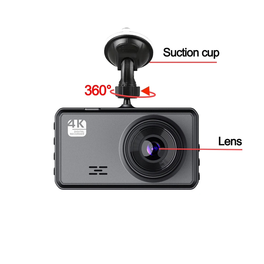 Bytech 4K Full HD Smart Dash Cam - installation step 1 secure recorder to windshield near rearview mirror
