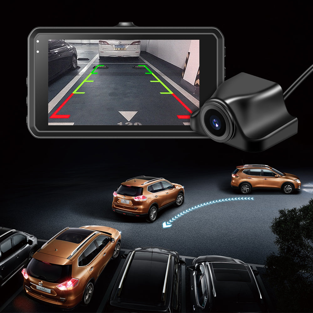 Bytech 4K Full HD Smart Dash Cam - reverse image auto-switch to rear camera view with parking auxiliary guide lines