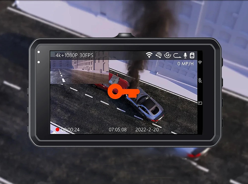 Bytech 4K Full HD Smart Dash Cam - built-in G-sensor detects impact activates emergency recording and locks file