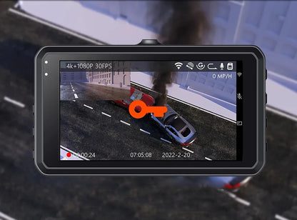 Bytech 4K Full HD Smart Dash Cam - built-in G-sensor detects impact activates emergency recording and locks file