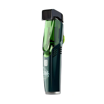 Green and black Bytech Beard Trimmer device on a white background