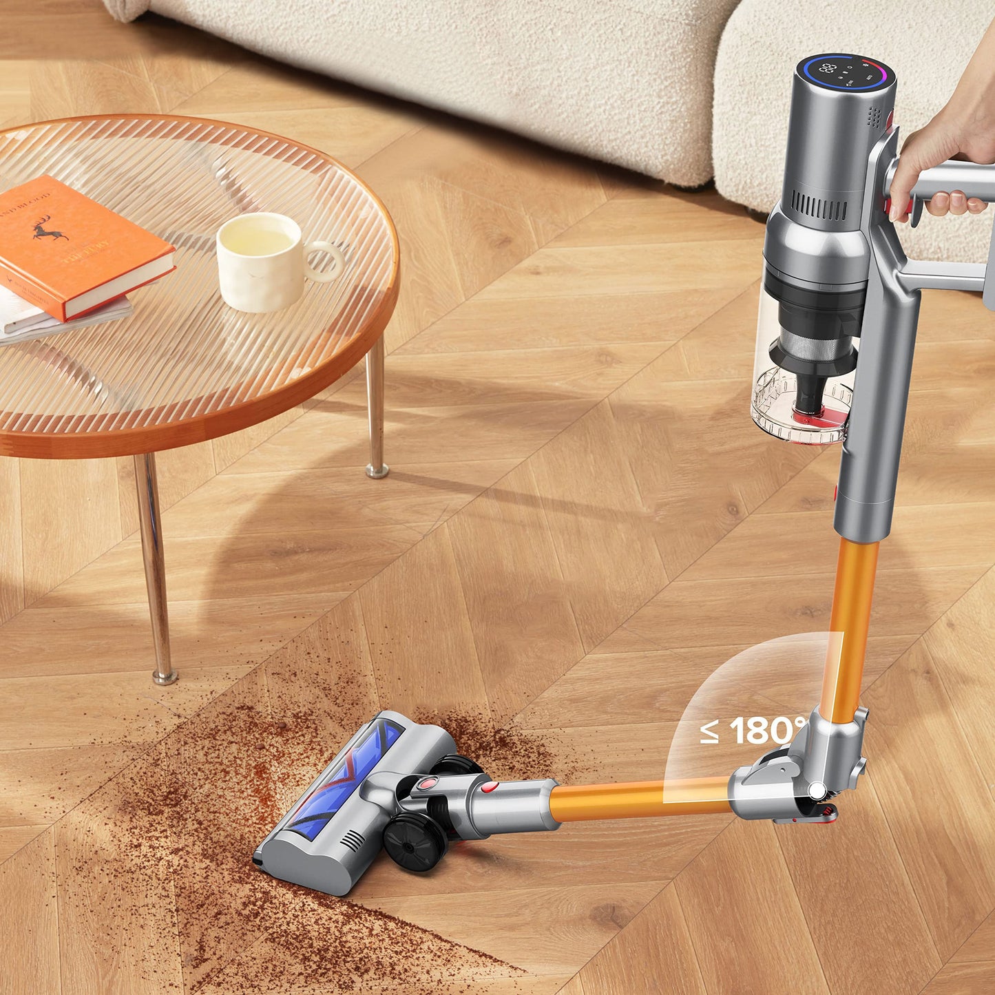 Bytech Cordless Vacuum Cleaner a wooden floor in a living room setting