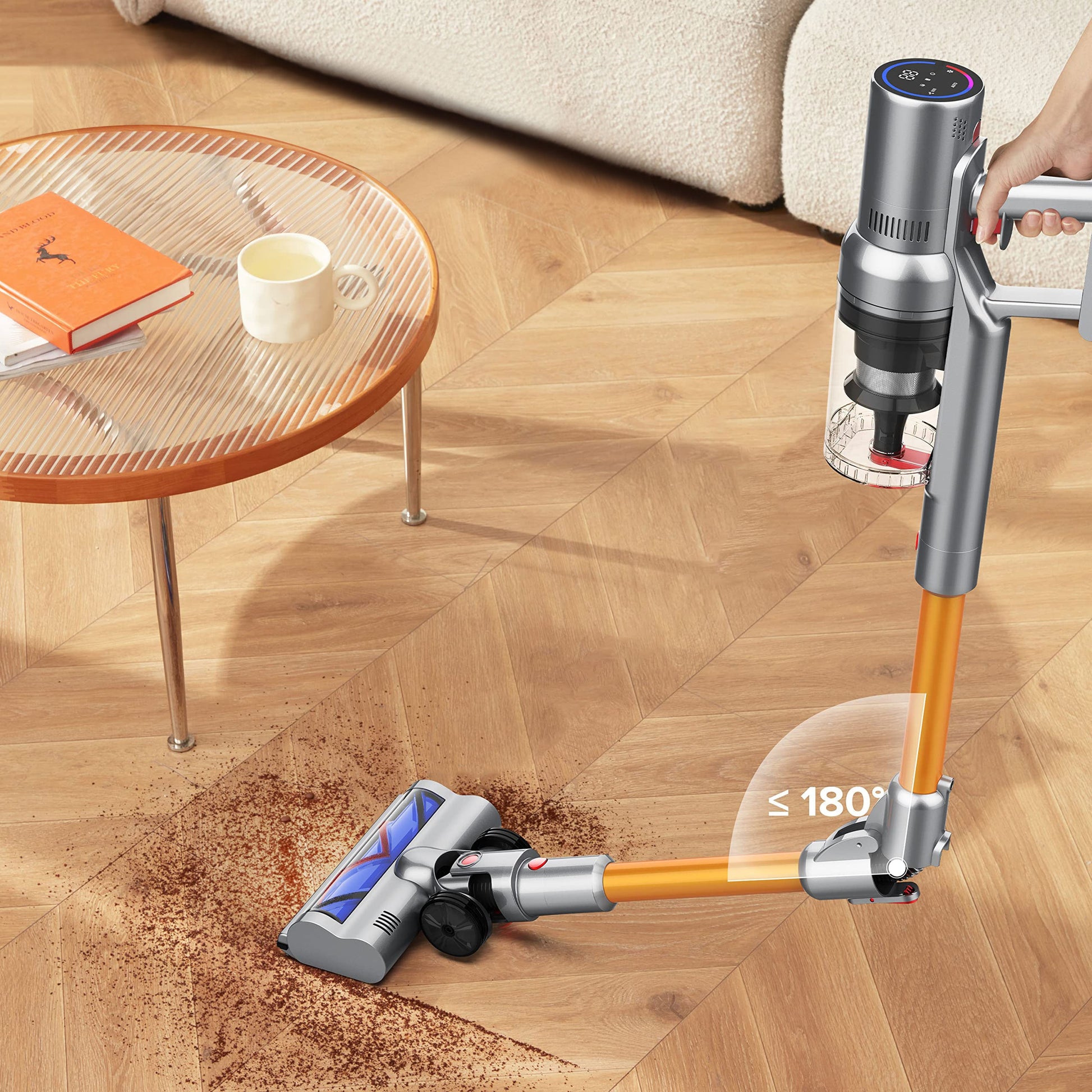 Bytech Cordless Vacuum Cleaner a wooden floor in a living room setting