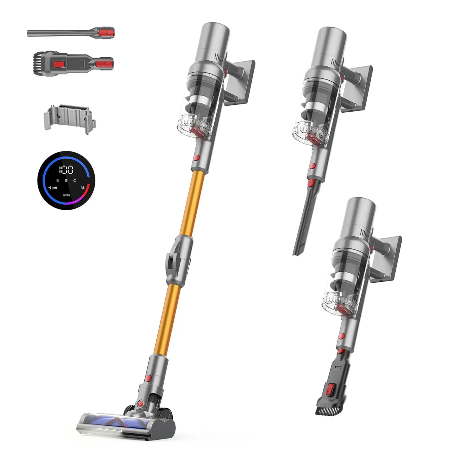 Bytech Cordless Vacuum Cleaner with attachments on a white background
