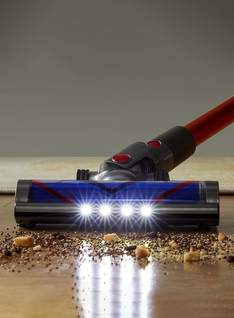 Bytech Cordless Vacuum Cleaner head cleaning a wooden floor with visible dirt.