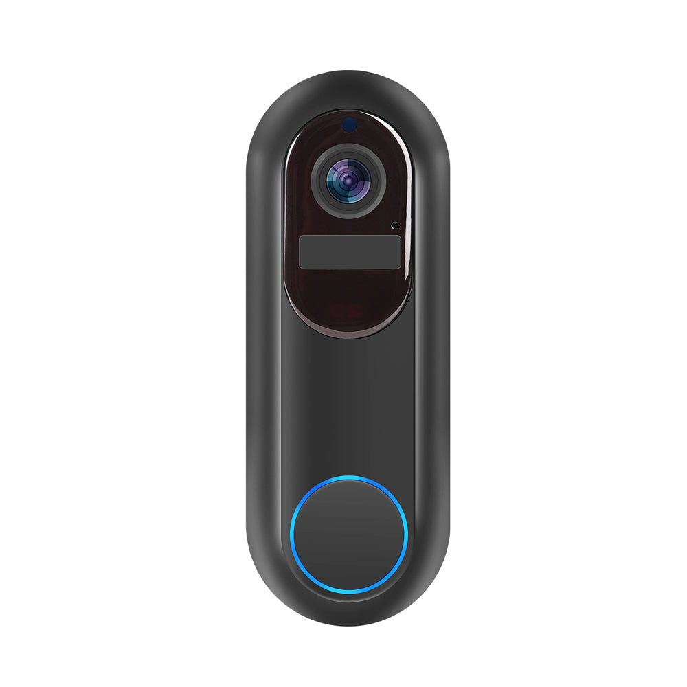 Black Bytech 2K Wireless Doorbell with a blue light on a white background