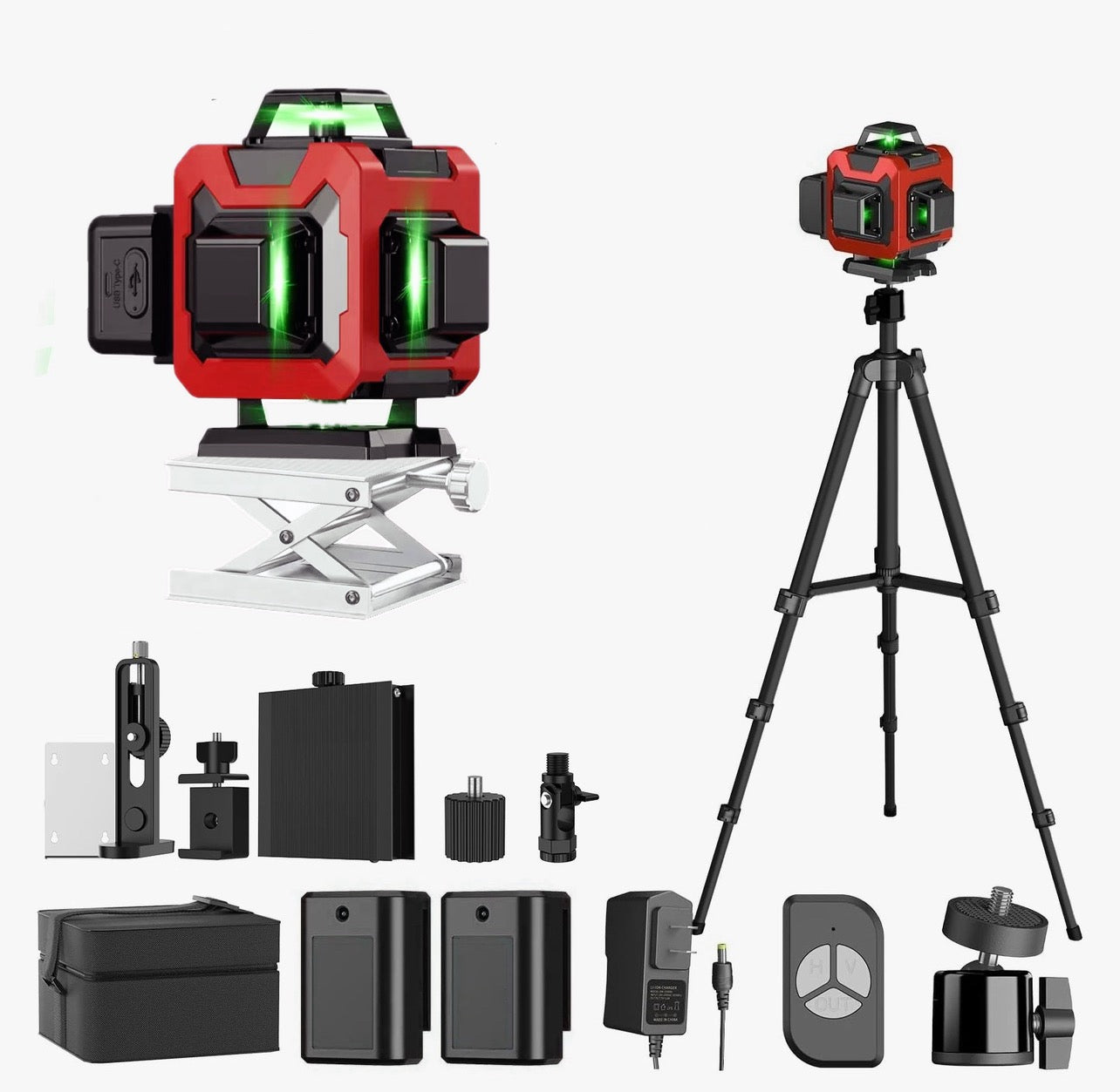 Set of Bytech Laser Level with accessories on a white background