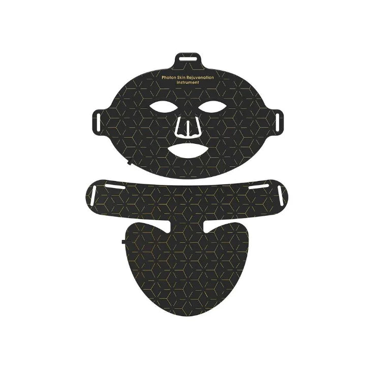 Black Bytech Led Face Mask with geometric design on a white background