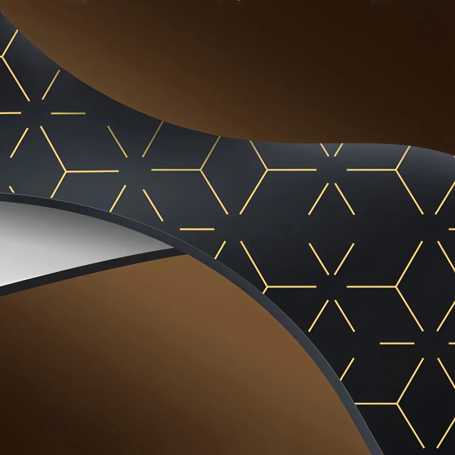 Bytech Led Face Mask pattern with gold lines on a black background