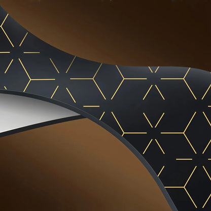 Bytech Led Face Mask pattern with gold lines on a black background