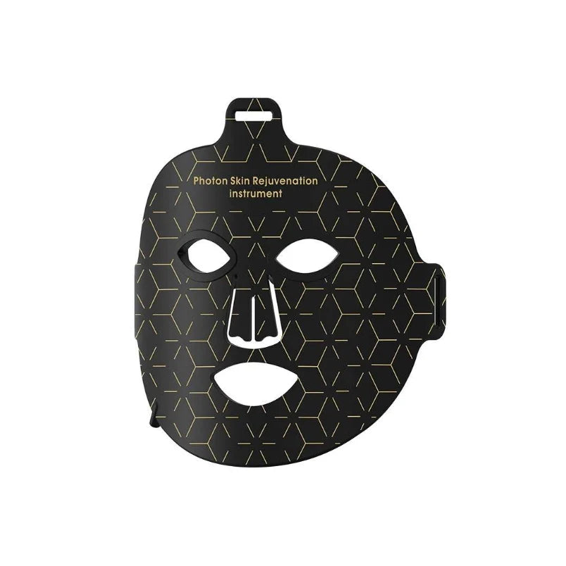 Black Bytech Led Face Mask with geometric pattern on a white background