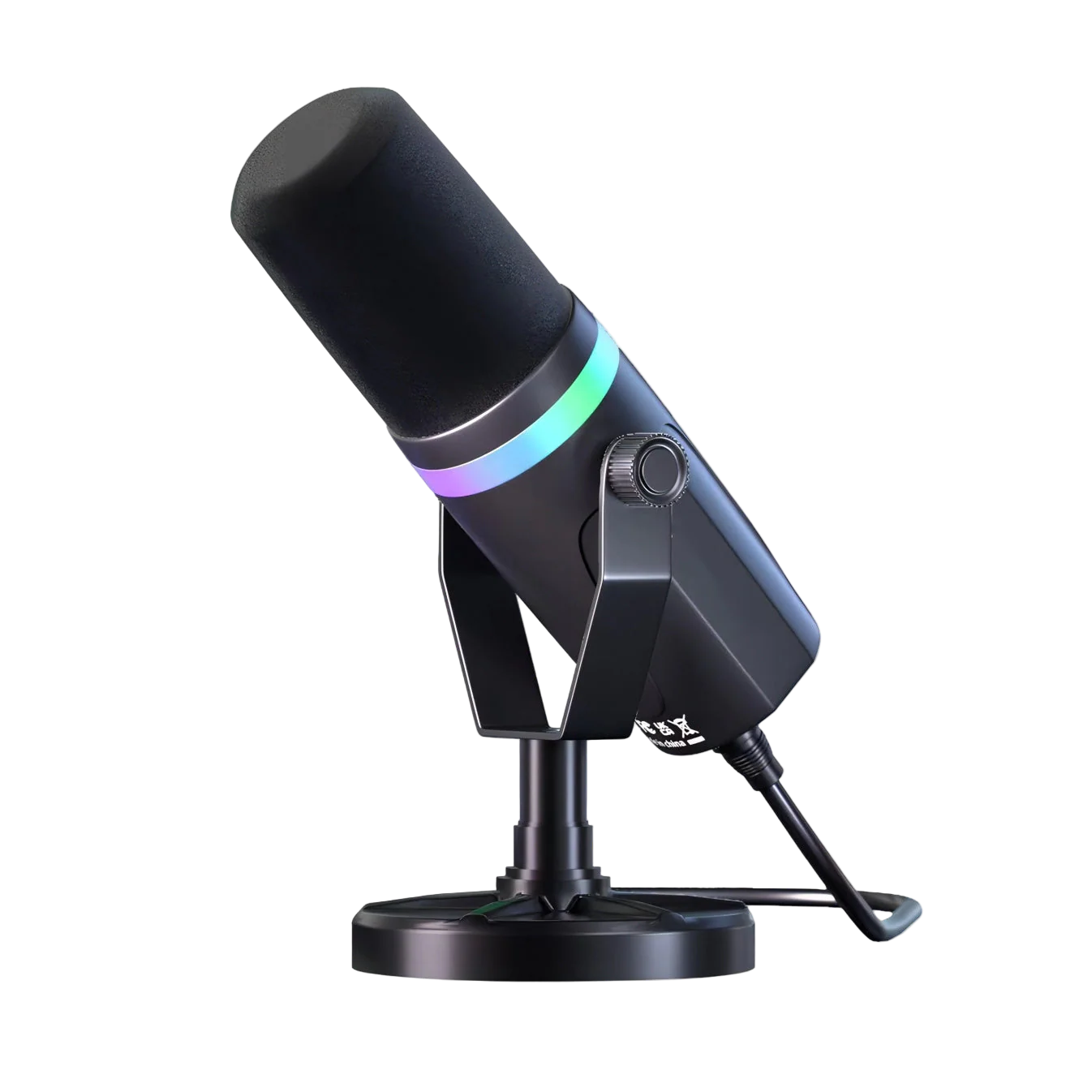 Black Bytech Microphone with RGB lighting on a white background