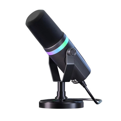 Black Bytech Microphone with RGB lighting on a white background
