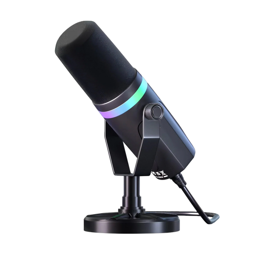 Black Bytech Microphone with RGB lighting on a white background