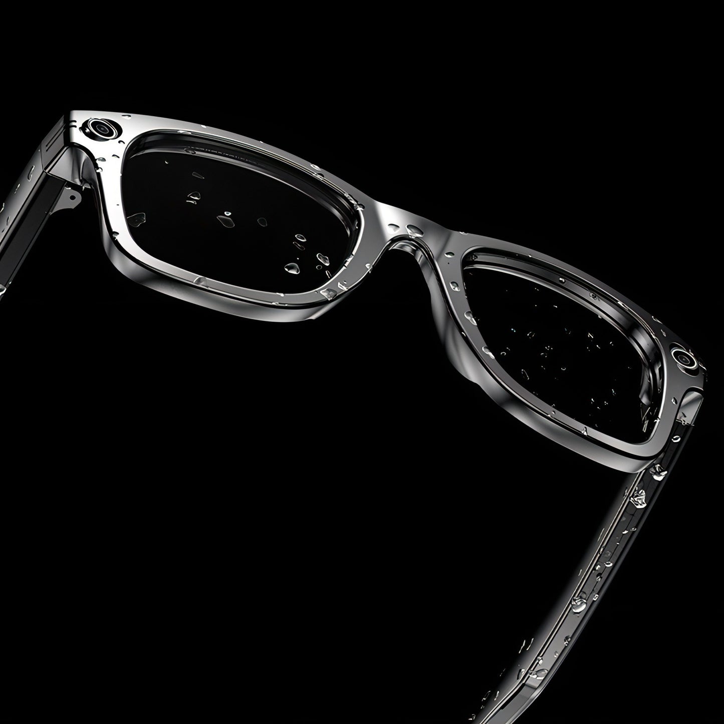 Bytech Smart Glasses with a metallic frame on a black background