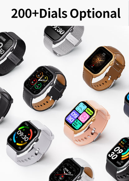 Various Bytech Smartwatch with different colored dials on a white background