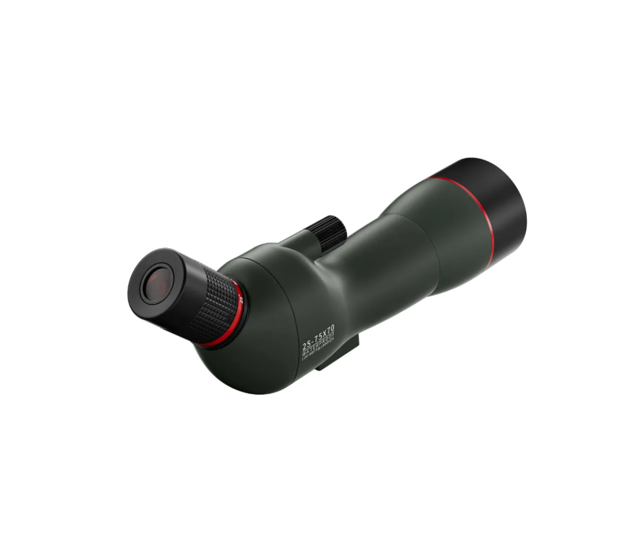Black Bytech Spotting Scope with red accents on a white background