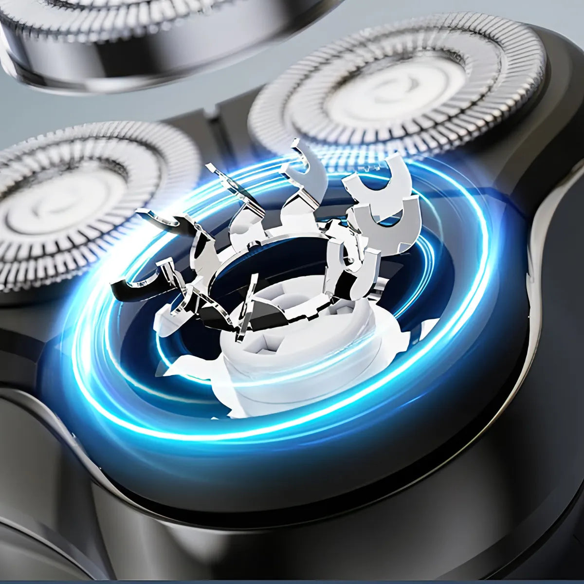 Close-up of a gas stove with blue light effect