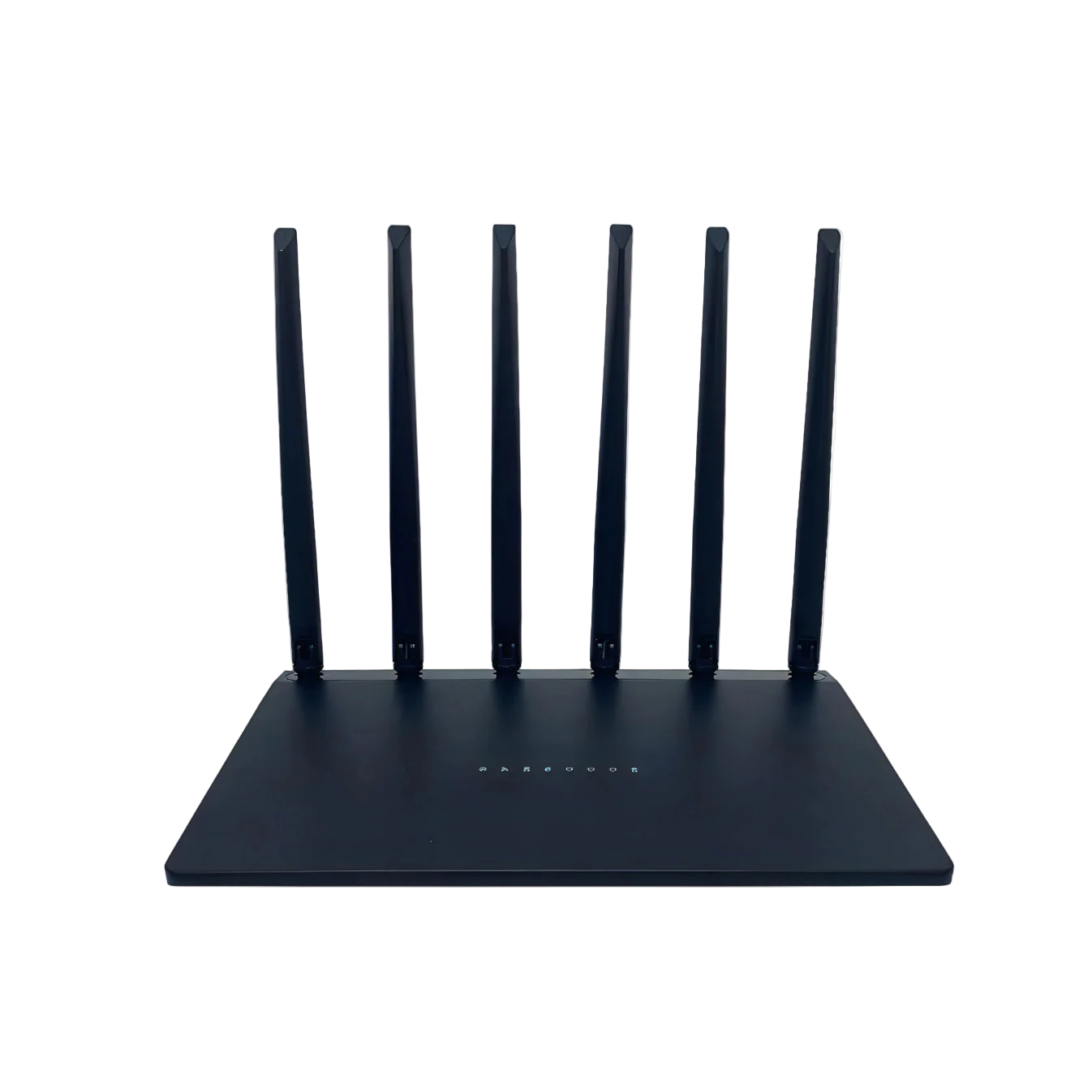 Black Cavinoo WiFi Router with multiple antennas on a white background