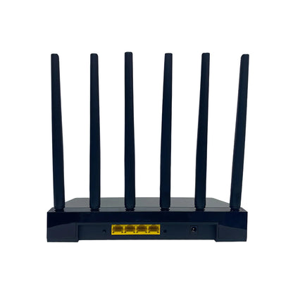 Black Cavinoo WiFi Router with multiple antennas on a white background