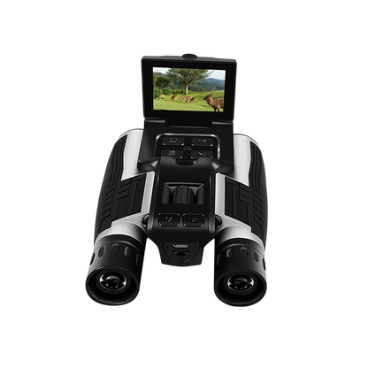 Digital ClaroVis Binoculars with a screen displaying a landscape on a white background