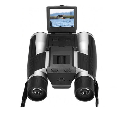 ClaroVis Binoculars with a built-in screen displaying an image of a duck on water.
