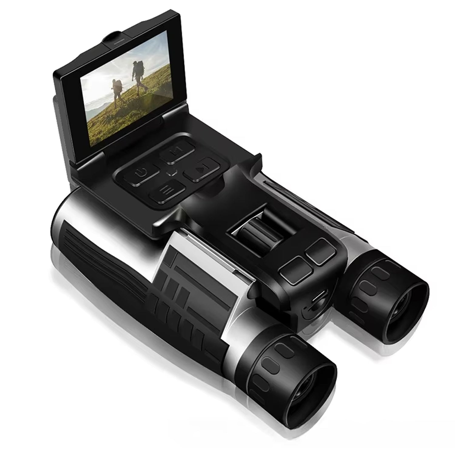 Digital night vision ClaroVis Binoculars with screen displaying a landscape.