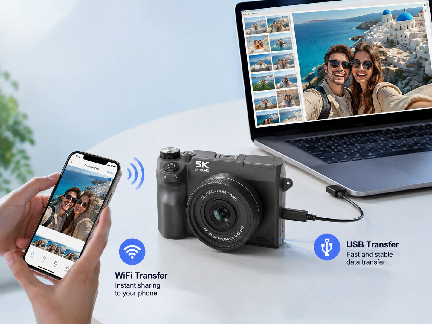 Clorant Digital Camera transferring photos to a phone
