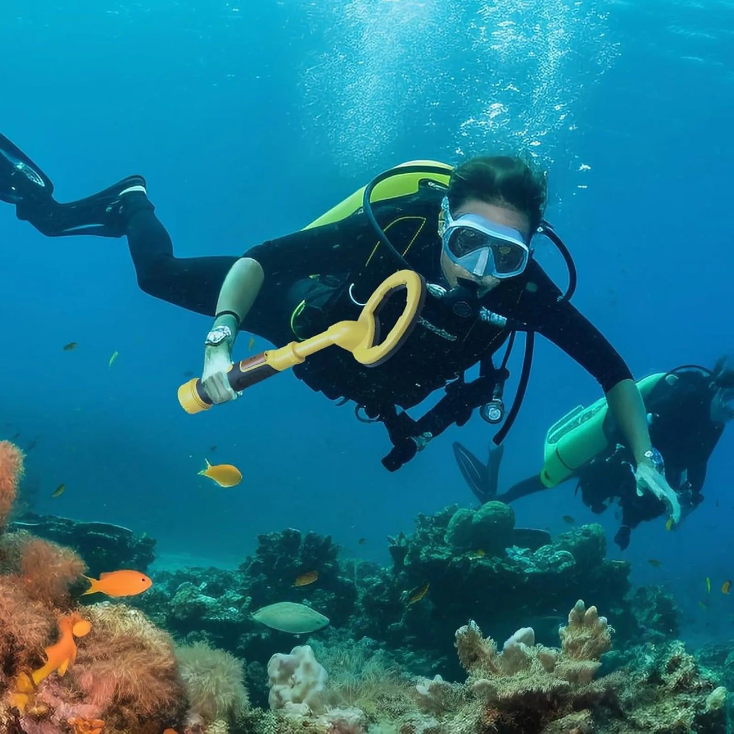 person using Kenzor Underwater Metal Detector