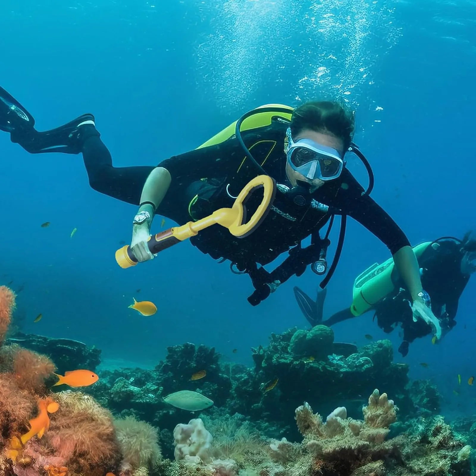 person using Kenzor Underwater Metal Detector
