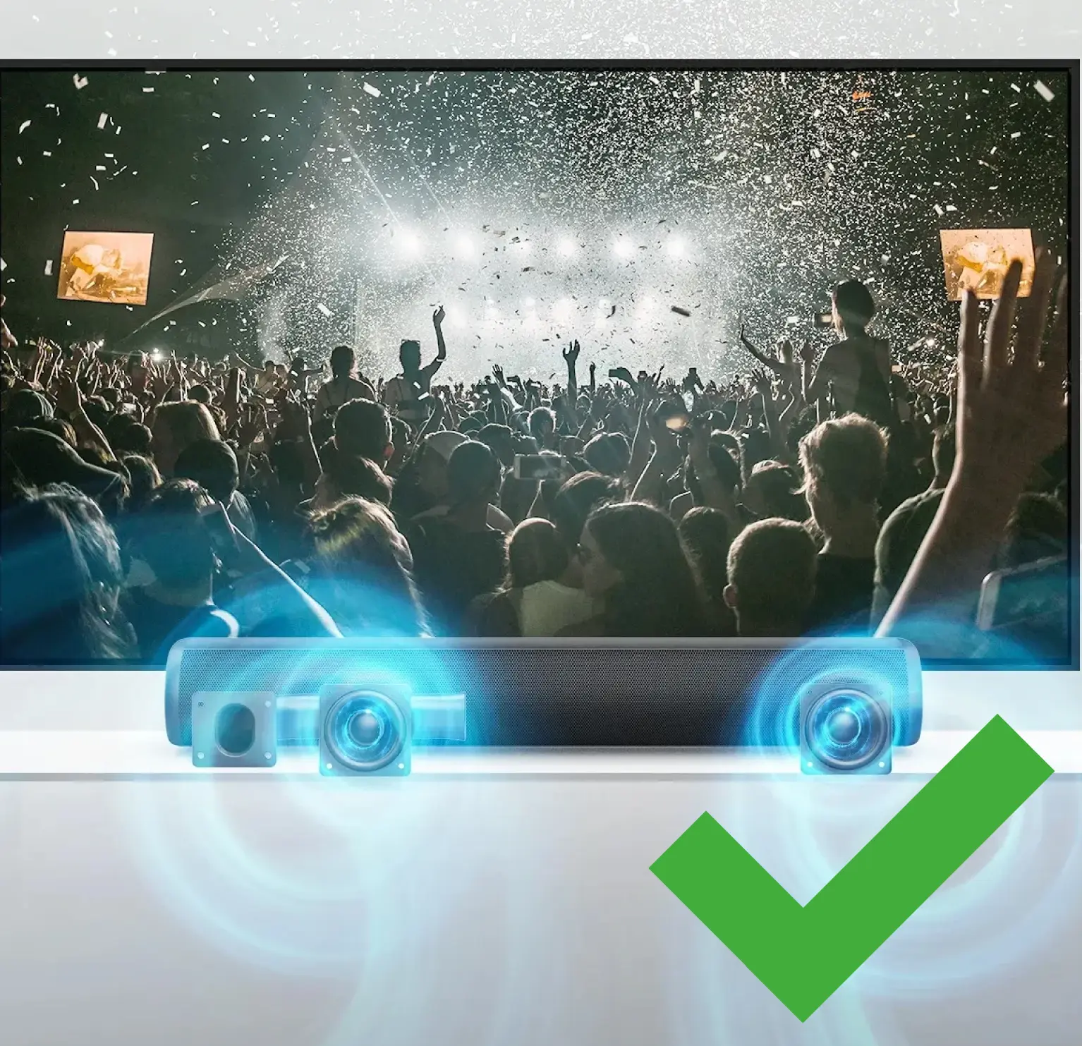 Kenzor Wireless Soundbar feature icon - unmatched sound quality delivering exceptional immersive audio