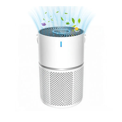 Klarity Air Purifier with a white and blue design on a white background