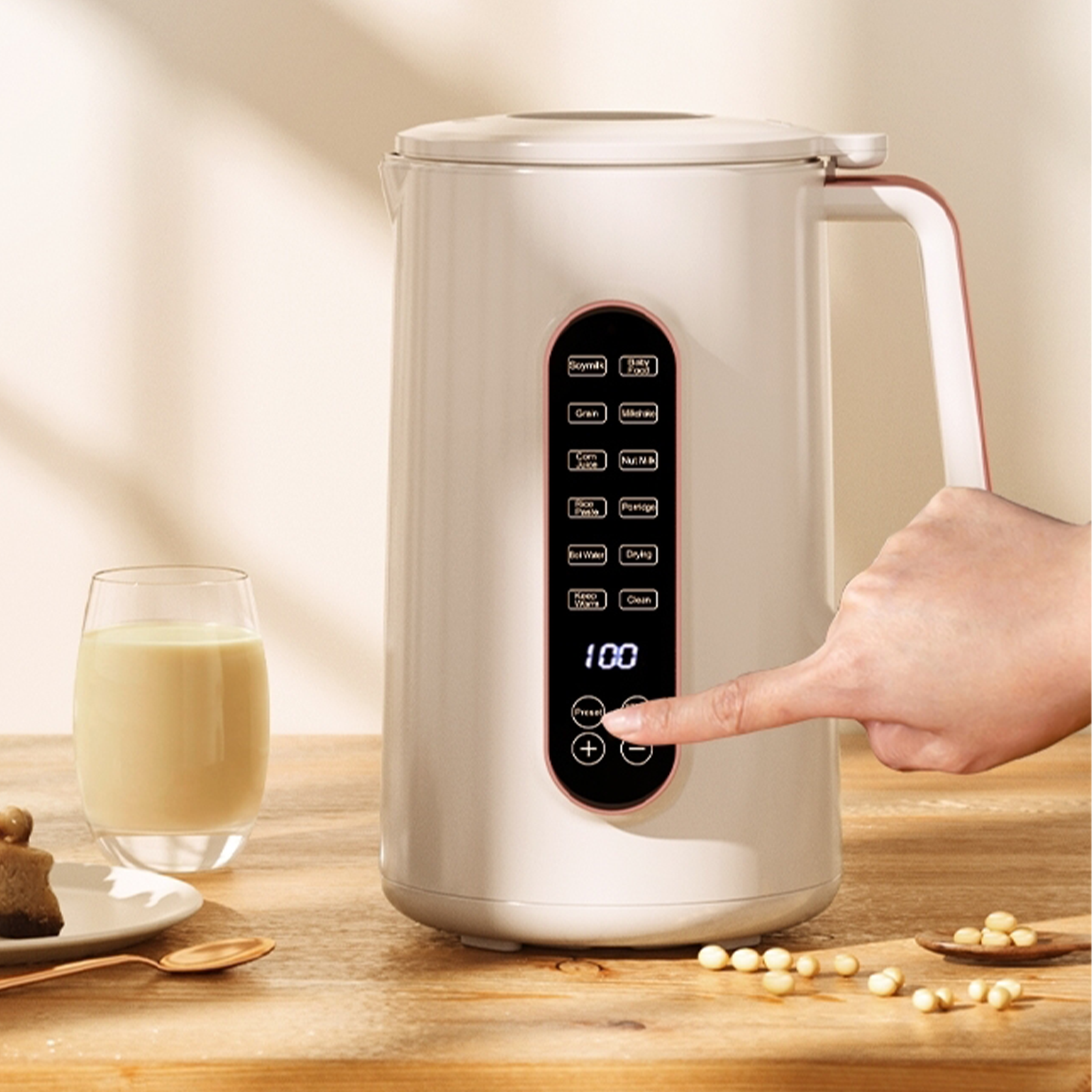Krona 8-in-1 Soy Nut Milk Maker one-touch operation - simple intuitive start for effortless daily use
