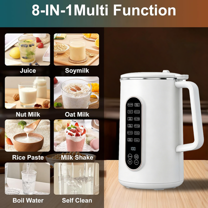 Krona 8-in-1 Soy Nut Milk Maker all 8 functions - complete modes illustration with drink types