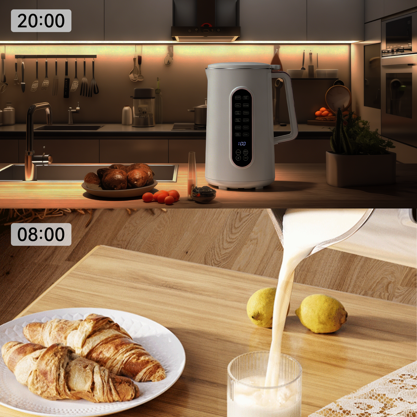 Krona 8-in-1 Soy Nut Milk Maker 12-hour smart reservation - wake up to fresh soy milk every morning