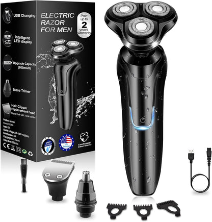 Mivrass Electric Shaver for men with packaging, attachments, and charging cable on a white background