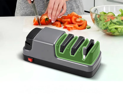 Oliventa Electric Knife Sharpener safety protection detail - protective guard prevents accidental blade contact