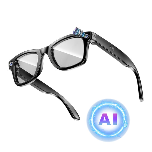 Black 3D Sekoda AI Smart Glasses with 'AI' logo on a white background