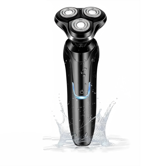Black Sekoda Electric Shaver Pro8 with water splashes on a white background