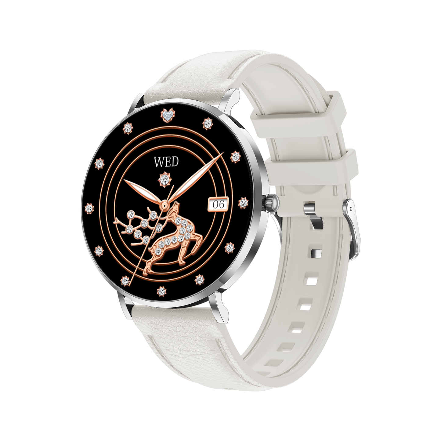 Sekoda Smart Watch for Women - Silver + White Silicone
