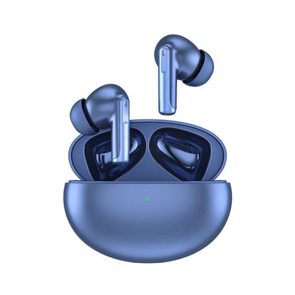 Blue Smaven ComfortMax Buds 3 with charging case on a white background