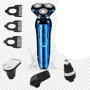 A blue and black Smaven Electric Shaver Pro8 with multiple attachments and a black retail box, shown on a white background with a faint grid pattern.