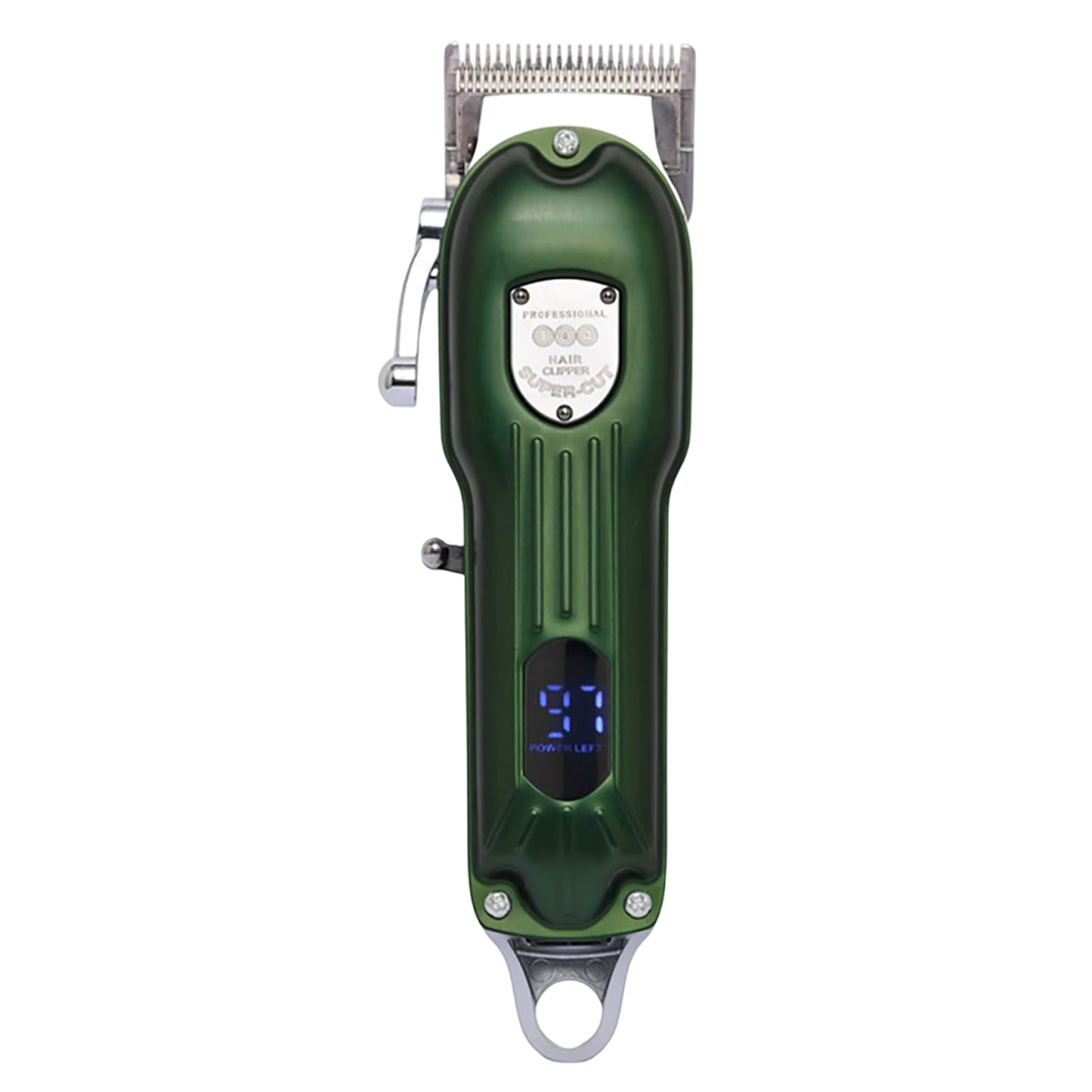 Green Snipawsi Pet Hair Clippers with digital display on a white background